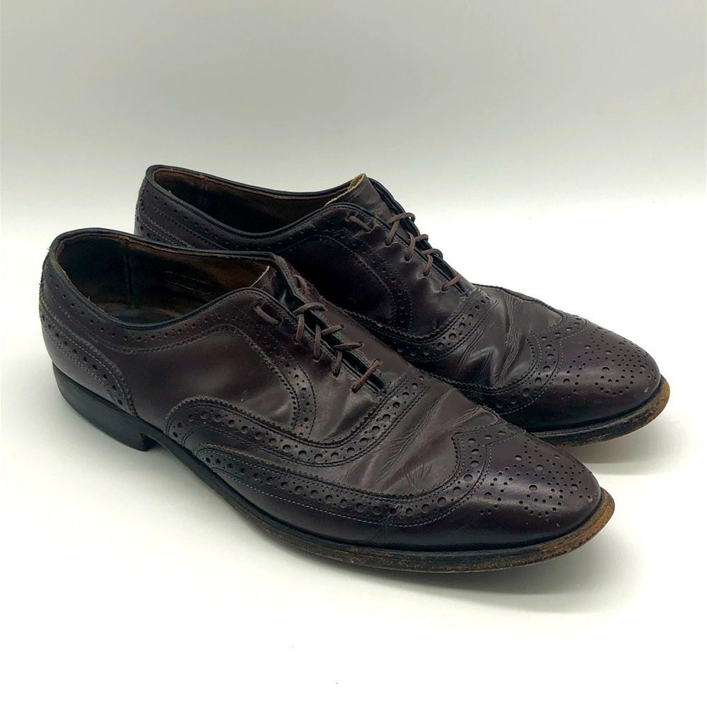 Allen Edmonds Shoes Men's 11 McAllister Burgundy Leather Wingtip Oxford Lace Up